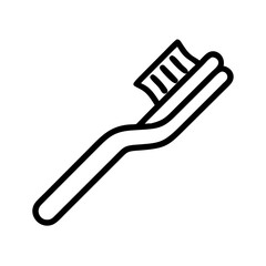 A single toothbrush with bristles shown in a simple black and white graphic representation style art
