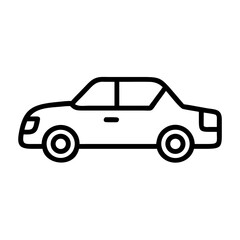 Simple automobile outline with two wheels shown in a side view on a white background design element