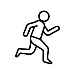Simple line drawing of a person running quickly with arms and legs in motion and a circular head shape