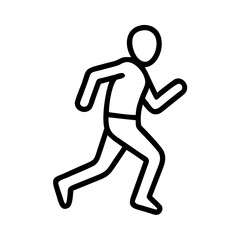 Simple graphic of a person running with arms bent and legs in motion on a white isolated background