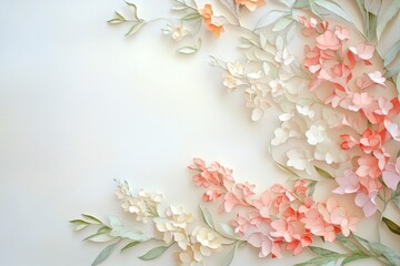 Delicate paper flowers in pastel shades create a spring-like border.