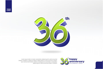 36th Anniversary 3D Number with Silver Jubilee Design in Pear Green and Violet Blue