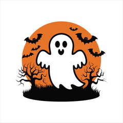 halloween monsters spooky ghost and pumpkin.