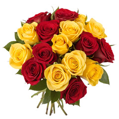 Fototapeta premium Red and yellow roses bouquet