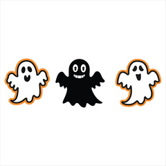 Set of halloween ghosts. Vector illustration isolated on white background