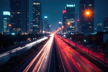 Fototapeta premium Abstract late-night city lights forming a geometric pattern , design, lights