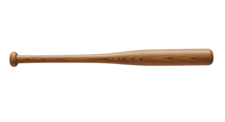 A wooden baseball bat centered on black displaying woodgrain detail and classic shape