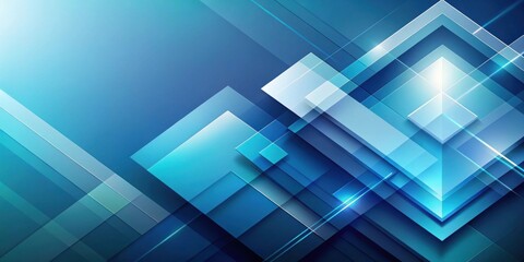 Obraz premium Abstract Blue Geometric Shapes Background Design with Overlapping Layers and Glowing Lines