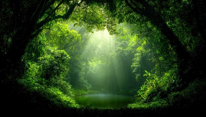 Fototapeta premium Lush Forest Sunlight