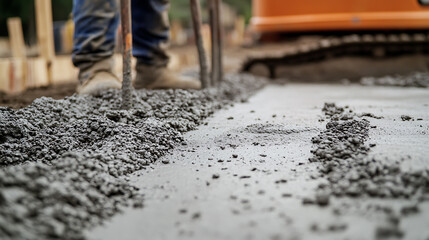 Naklejka premium Concrete Pouring at Construction Site