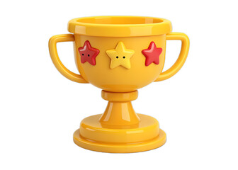 Cute Yellow Trophy with Three Star Buttons Award Winning Achievement Success