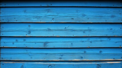 Fototapeta premium Oceanic Blue: A close-up shot of vibrant blue wooden siding, emphasizing texture and the natural pattern of the wood grain. It's a simple, yet elegant representation of craftsmanship and design. 