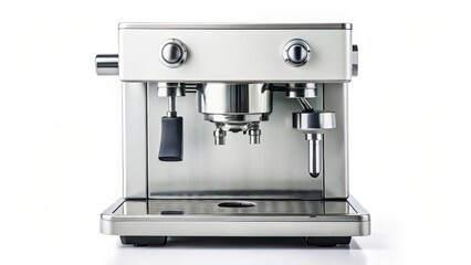 Stainless Steel Espresso Machine on White Background