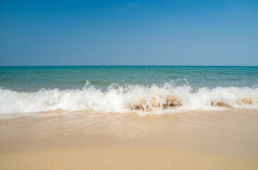 Horizon beautiful landscape summer season panorama tropical sea beach white sand clean blue sky background calm no people nature ocean soft wave water travel at Sai Kaew Beach island sun day time