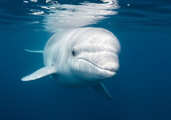 Fototapeta premium Close Encounter with the Majestic Beluga Whale Underwater Portrait