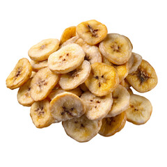Delicious Dried Banana Chips Healthy Snack Sweet  Crunchy Treat on transparent background