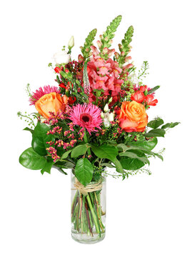 Colorful bouquet from the florist with gerbera, snapdragon and speedwell