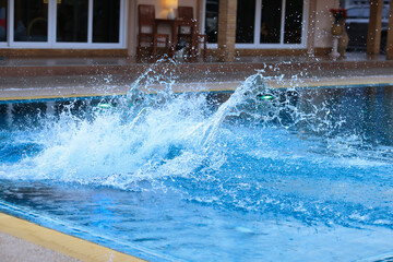 Private swimming pool with bubbles, Water surface & pool, Water Droplets Splash, bubbles from pool...