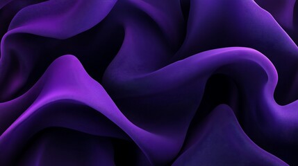 Fototapeta premium Purple fabric, flowing waves, dark background, design texture