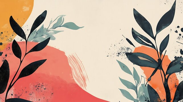 Abstract Floral Artwork with Warm Color Palette