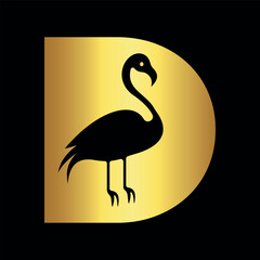 Bird Logo combine with letter D vector template