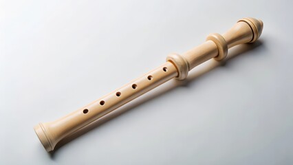 Fototapeta premium Wooden Recorder on White Background