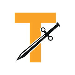 Blade Logo combine with letter T vector template