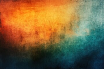 Fototapeta premium Warm, textured abstract background with vibrant color transitions. A blend of orange, ochre, teal, and dark tones create a dynamic and moody visual