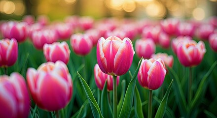 Fototapeta premium Dreamy Background Blurred Pastel Tulips Close Up with Soft Bokeh Effect