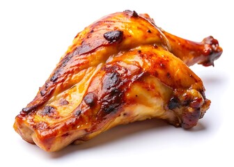 One grilled chicken wings traditional tasty delicious meat meal pieces isolated on white background