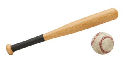 Isolated Baseball Bat and Ball Classic Sport Equipment