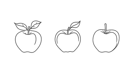 Fototapeta premium Minimalistic black line drawing of an apple in contour vector style