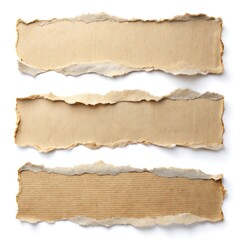 Ripped torn paper edges isolated on white background