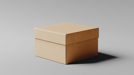 Closed cardboard box mockup, isolated with a transparent background for use in product packaging and design. --