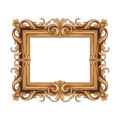 Ornate gold frame, vintage style, empty space