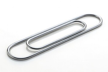 Silver Metal Paper Clips Arranged Neatly on a White Backdrop Generative AI