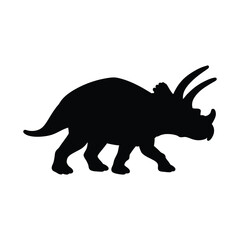 Silhouette of Triceratops walking vector art illustration isolated on clean white background
