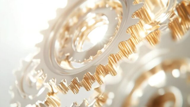 movement of shiny gears interlocking smoothly, representing efficiency and workflow optimization,