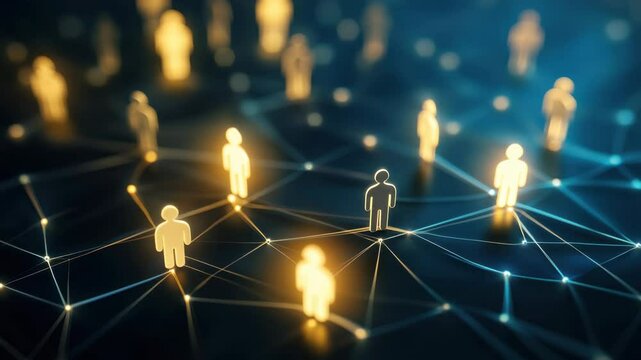 animate link connecting and working together in a social, collaborative glow with a soft light, creating energy in the digital space