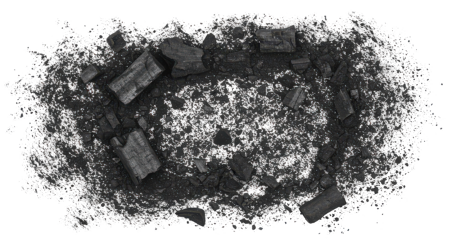 Charred Remains Ring of Burnt Logs  Ashes Amidst Fires Aftermath