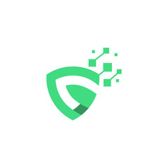 Modern Digital Shield: Abstract Tech Security Vector Logo