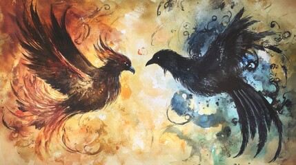 Two Birds in a Conceptual, Symbolic Composition