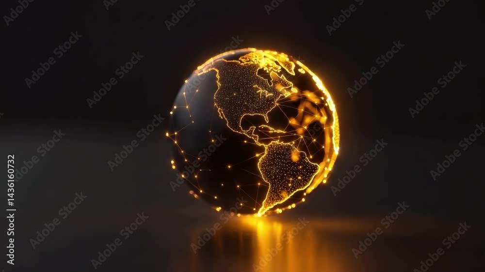 Wall mural digital globe with glowing network connections illustrating global connectivity and technology in a 