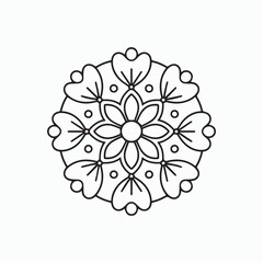 Intricate Oriental Mandala Coloring Page Art. round lace pattern