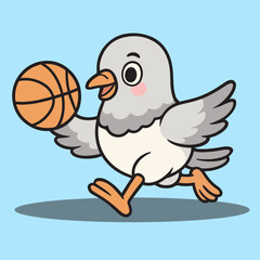 vector cartoon of cute chibi animal bird mascot sport