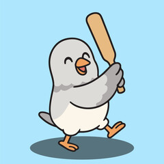 vector cartoon of cute chibi animal bird mascot sport