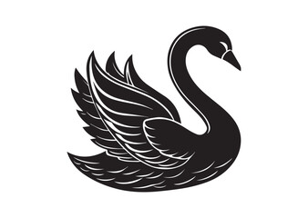 Obraz premium Swan Gracefully Floating icon, Swan Gracefully Floating silhouette Vector