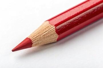 Close-up of Red Tipped Pencil on a White Background Generative AI