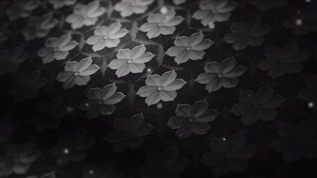 A black seamless animated background featuring an elegant Thai lotus pattern in fabric texture