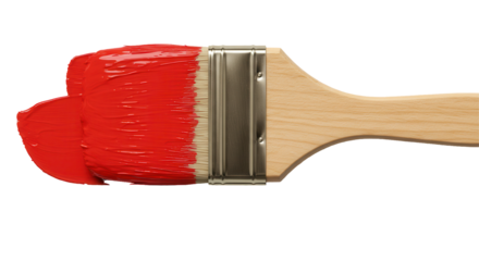 Crimson brushstroke A paintladen brush on black